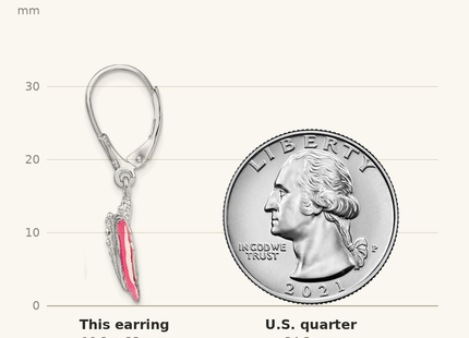 Classique True Size: De-Ani Sterling Silver Rhodium-Plated Enameled Conch Shell Leverback Earrings shown next to a US quarter (24.3 mm)