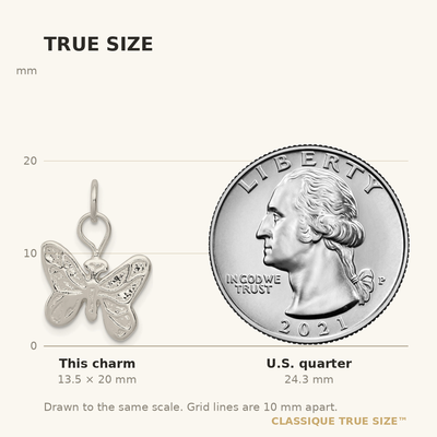 Sterling Silver Butterfly Charm, 20 x 15mm