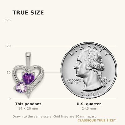 Sterling Silver Rhodium Plated Amethyst Pink Quartz and Diamond Pendant