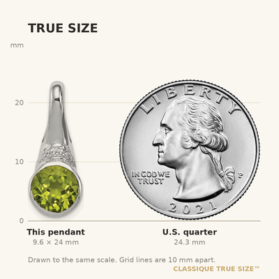 Sterling Silver Rhodium-plated CZ and Peridot Pendant