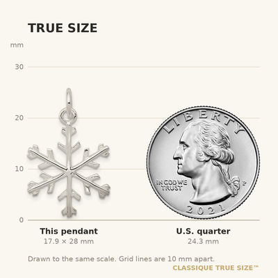 Sterling Silver Snowflake Pendant, 28 x 18mm