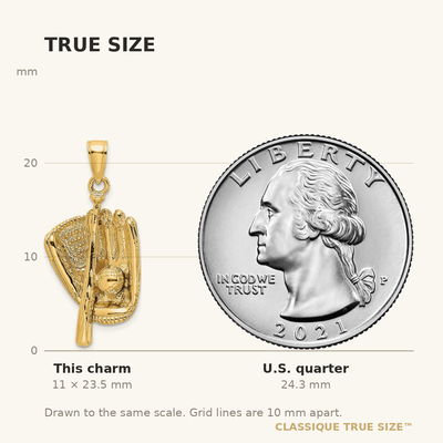 14K 3-D Baseball Glove, Bat and Ball Charm