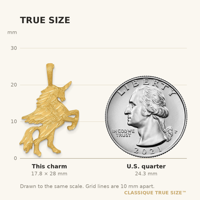 14K Unicorn Charm, 28 x 19mm