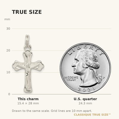 Sterling Silver Crucifix Charm, 28 x 15mm