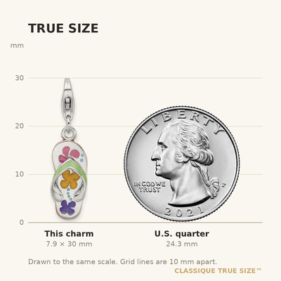 Amore La Vita Sterling Silver Rhodium-plated Polished 3-D Enameled Flip-flop Charm with Fancy Lobster Clasp