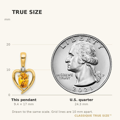 14K Citrine and Diamond Heart Pendant
