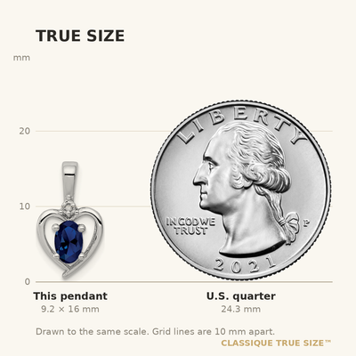 Sterling Silver Rhodium-plated Created Sapphire & Diam. Pendant, 16 x 10mm