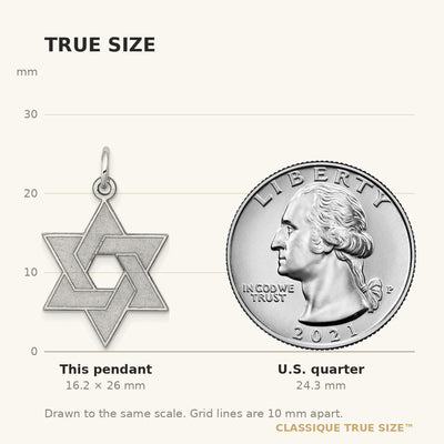 14K White Gold Laser Designed Star of David Pendant