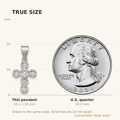 Sterling Silver Rhodium-plated Polished CZ Cross Post Earrings and Pendant Set