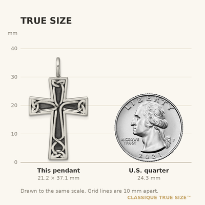 Sterling Silver Antiqued Polished Celtic Knot Cross Pendant