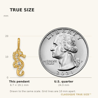 14K Polished CZ Seahorse Charm / Pendant