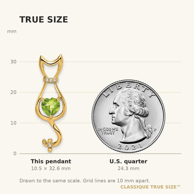 14K Peridot and Diamond Cat Pendant