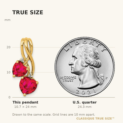 14K Lab Created Ruby and Diamond Double Heart Pendant