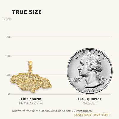 14K Textured JAMAICA Map Charm