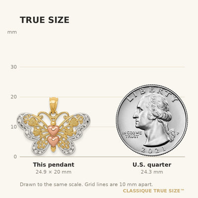 14K Two-tone w/White Rhodium Butterfly Pendant
