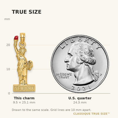 14K w/ Enamel Flame Statue Of Liberty NEW YORK Charm