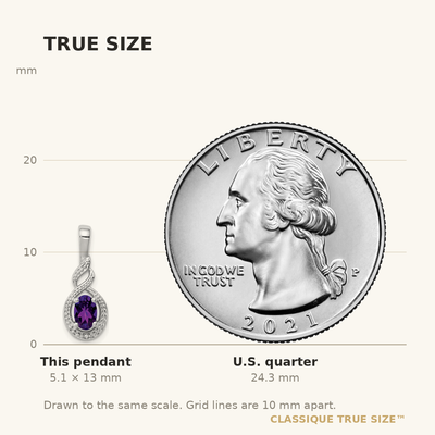 Sterling Silver Rhodium-plated Amethyst & Diam. Pendant, 13 x 7mm