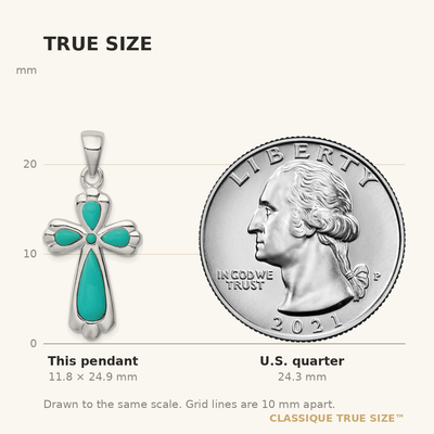 Sterling Silver Rhodium-plated Polished Imitation Turquoise Cross Pendant