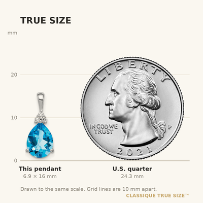 Sterling Silver Rhodium Diamond & Lght Sw. Blue Topaz Teardrop Pendant