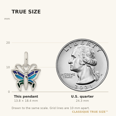 Sterling Silver Polished Enameled Butterfly Pendant