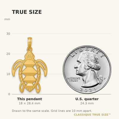 14K Polished Turtle Pendant