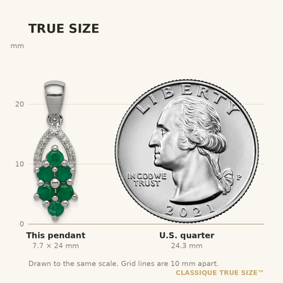 Sterling Silver Rhodium-plated Diamond & Emerald Pendant