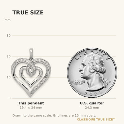 14K White Gold 1/. Diamond Entwined Heart Pendant