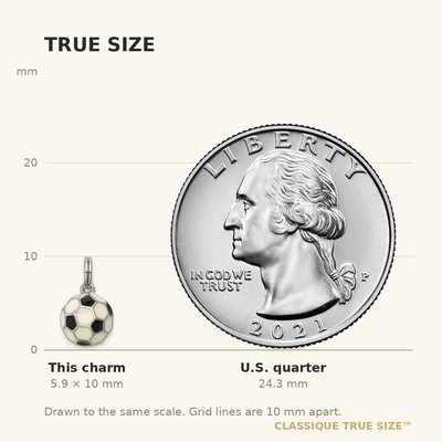 Sterling Silver Rhodium-plated and Enameled Soccer Ball Charm