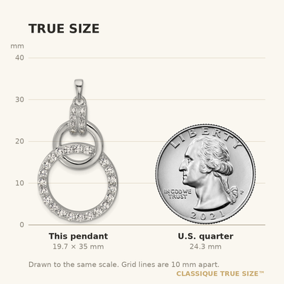 Sterling Silver Rhodium-plated Polished CZ Two Circle Pendant