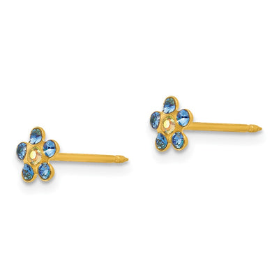 Inverness 14K Blue/Aurora Borealis Crystal Flower Earrings