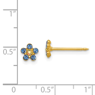 Inverness 14K Blue/Aurora Borealis Crystal Flower Earrings