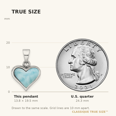 Sterling Silver Rhodium-plated Larimar Heart Pendant, 19.5 x 14.5mm