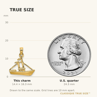 14K 3-D Tug Boat Charm