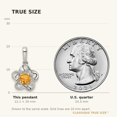 Sterling Silver Rhodium-plated Floral Citrine Pendant
