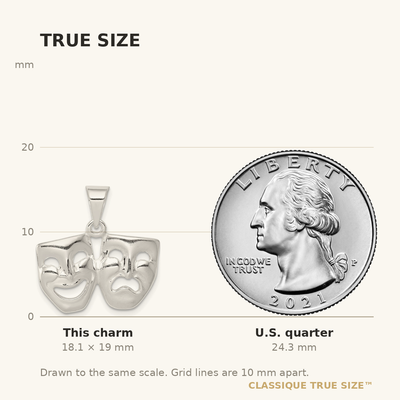 Sterling Silver Comedy/tragedy Charm, 19 x 23mm