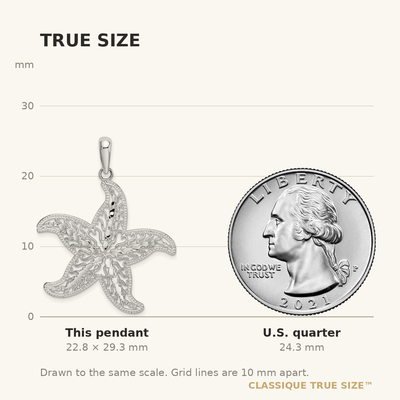 De-Ani Sterling Silver Rhodium-plated Polished Filigree Starfish Pendant