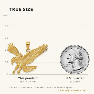 14K Textured Eagle Landing Pendant