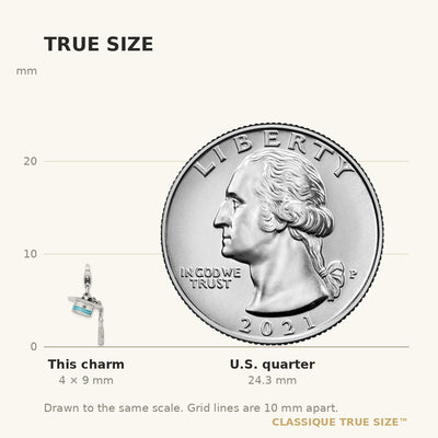 Amore La Vita Sterling Silver Rhodium-plated Polished 3-D Moveable Blue Enameled Graduation Cap Charm with Fancy Lobster Clasp