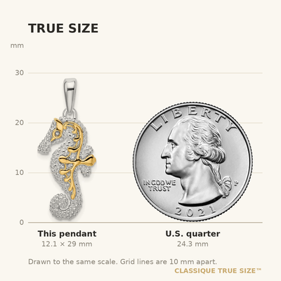 De-Ani Sterling Silver Rhodium-Plated 3D Seahorse with 14K Accent Pendant