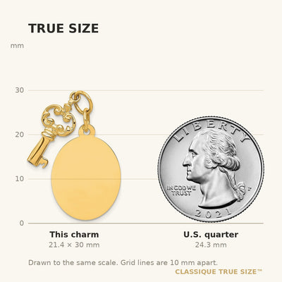 14K Polished Engraveable Disc and Key Charm