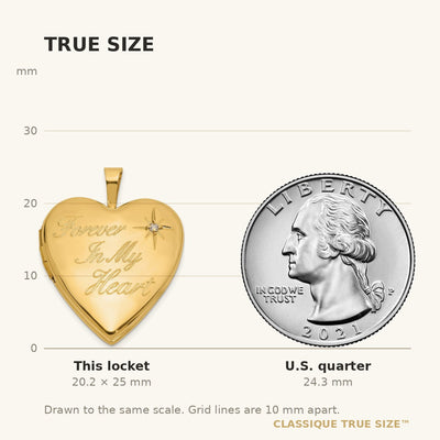 14K Polished Diamond FOREVER IN MY HEART Script Heart Locket