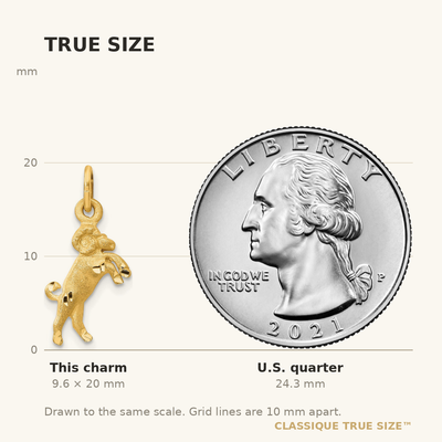 14K Satin Diamond-cut Aries Zodiac Charm, 20 x 10mm