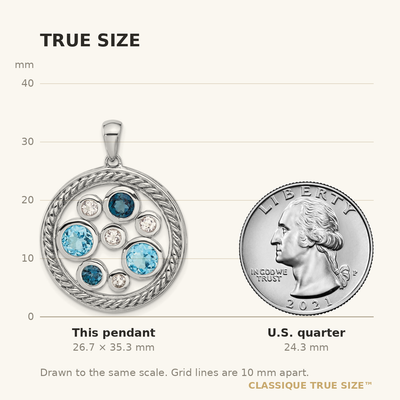 Sterling Silver Rhodium-plated Multi-color Topaz Circle Pendant