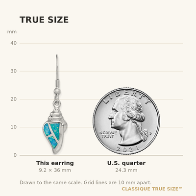 Sterling Silver Rhodium-plated Created Blue Opal Seashell Dangle Earrings