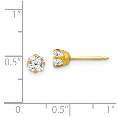 Inverness 14K Sq. Princess CZ Post Earrings