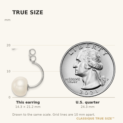 Sterling Silver Rhodium-plated White Button Freshwater Cultured Pearl and CZ Front and Back Post Dangle Earrings