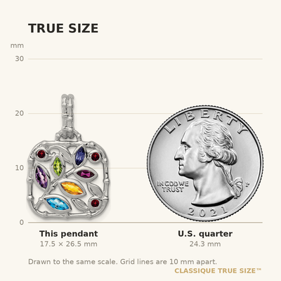 Sterling Silver Rhodium-plated Multi Gemstone Pendant