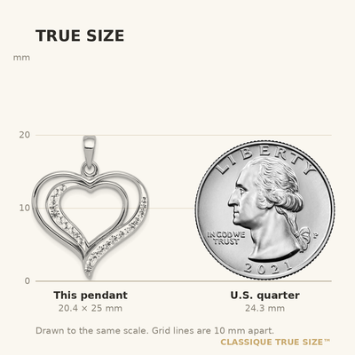 Sterling Silver Rhodium-plated Stellux Crystal Double Heart Pendant