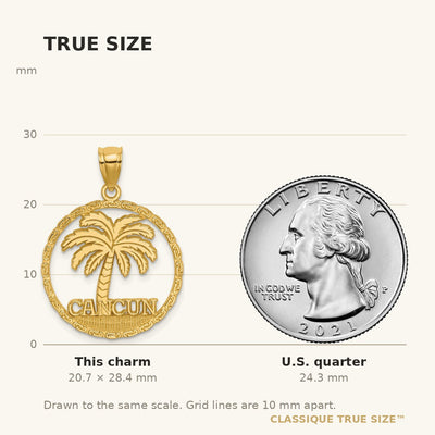 14K CANCUN Palm Tree Circle Charm