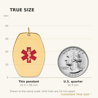 14K Red Enameled Medical Jewelry Pendant